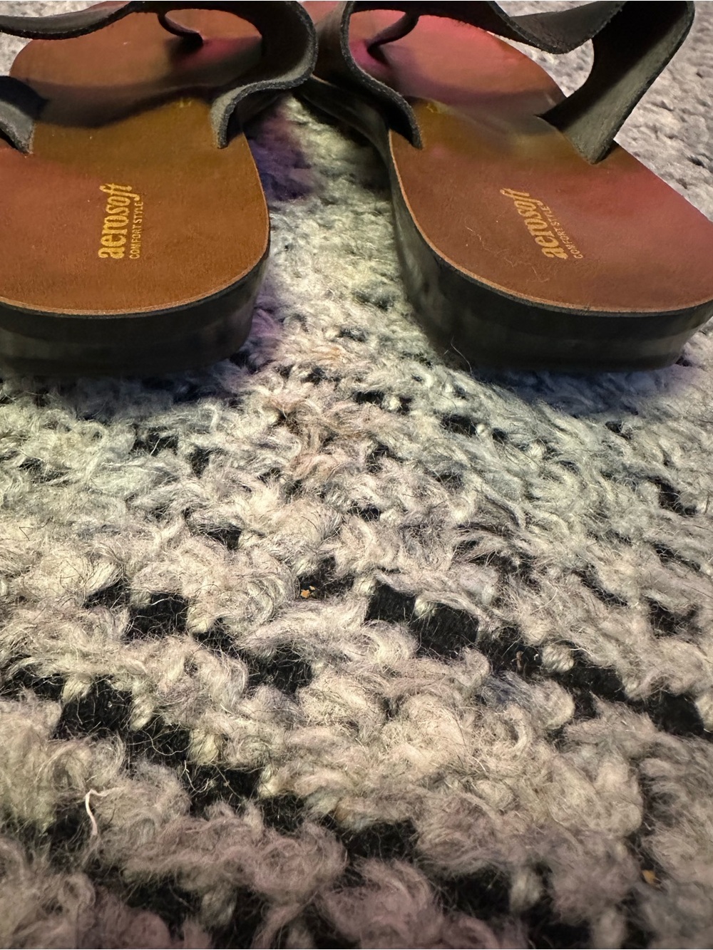 Aerosoft comfort Black Leather Slide Sandals size 9 - Picture 7 of 7